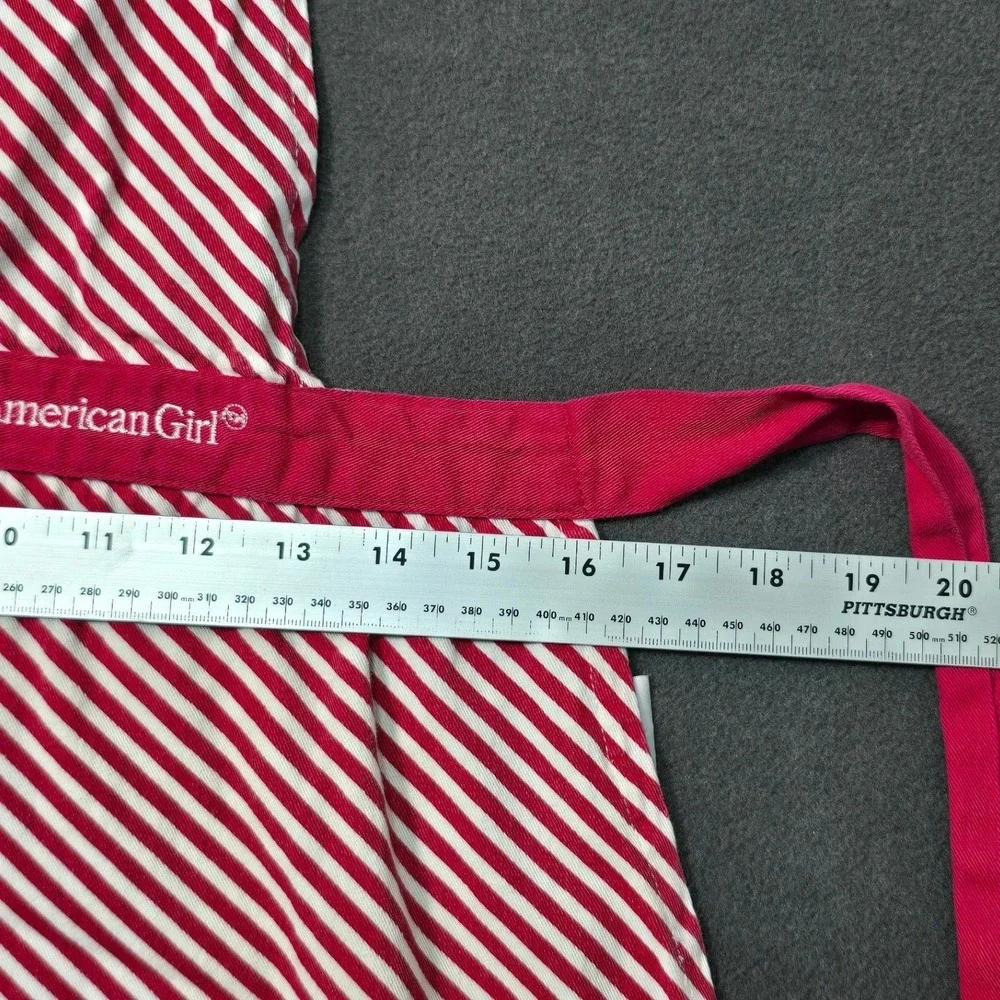 American Girl Doll Apron Red White Stripe Ruffle‎ Waist Ties